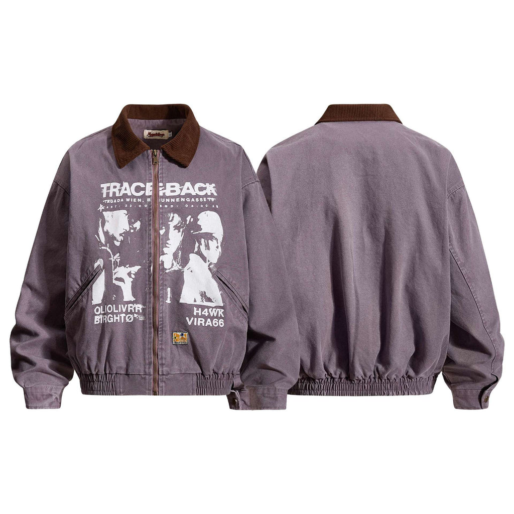 Portrait letter printed men's and women's jackets
