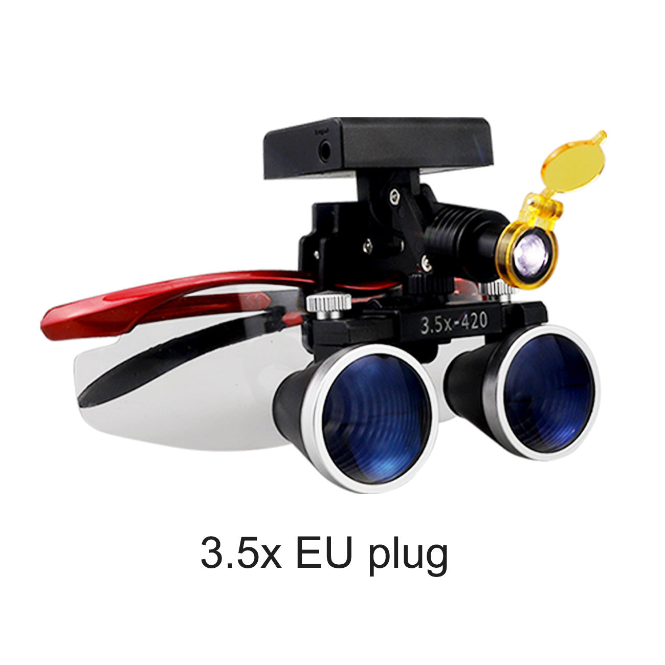 Binocular Surgical Magnifier Headlamp with 2.5x/3.5x Lenses, 5W 3D Clip-On LED Headlight for Dental