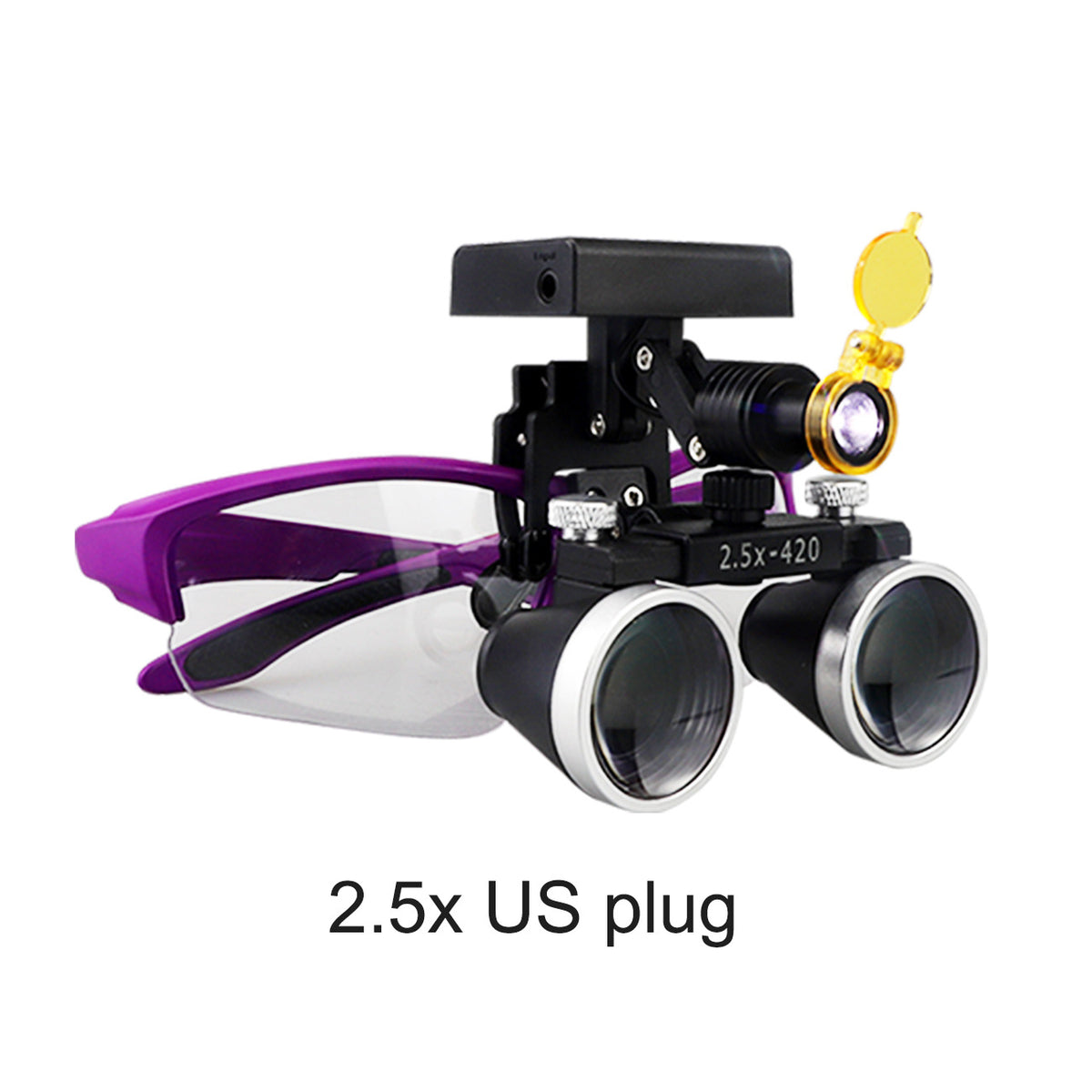 Binocular Surgical Magnifier Headlamp with 2.5x/3.5x Lenses, 5W 3D Clip-On LED Headlight for Dental