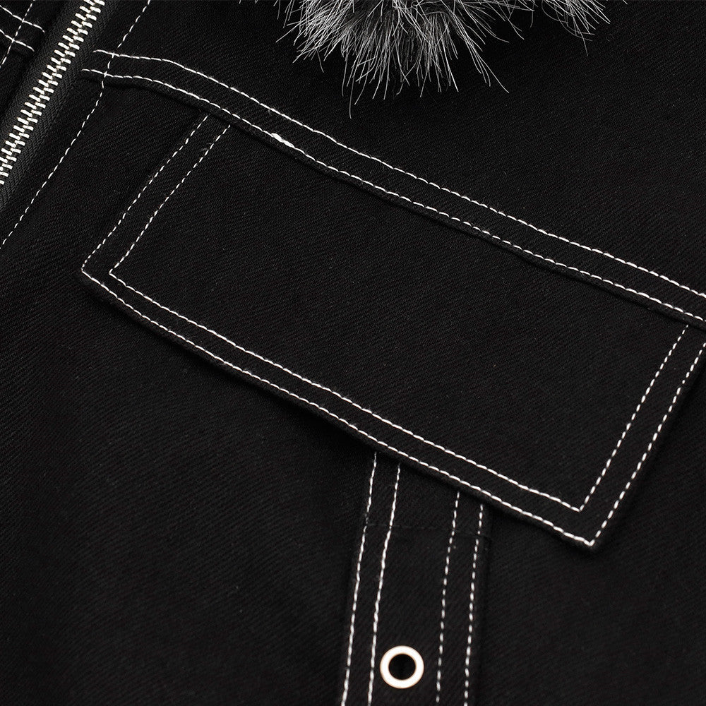 Workwear fur collar thick jacket