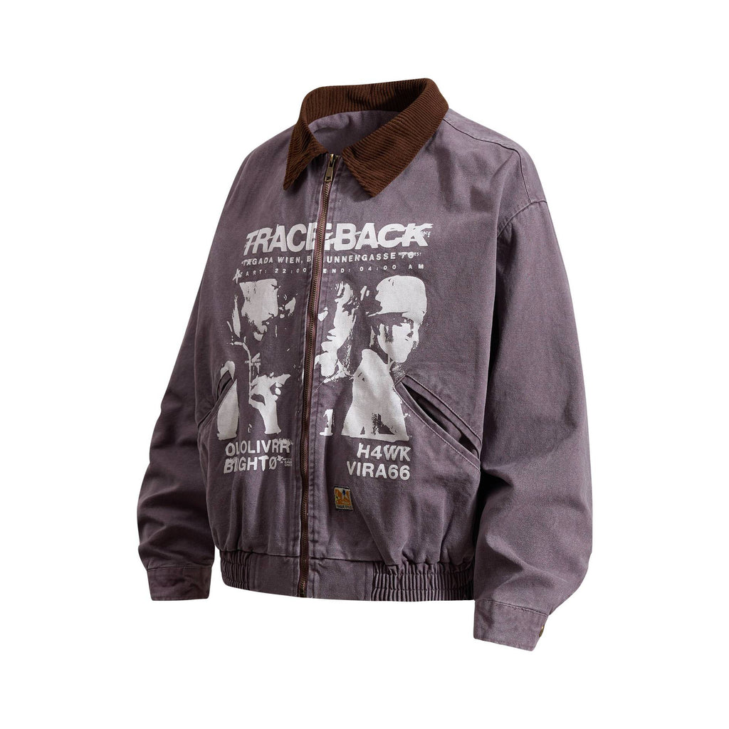 Portrait letter printed men's and women's jackets