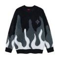 Color blocking patchwork faux mink fur round neck sweater