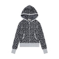 Hooded zipper leopard print sweater